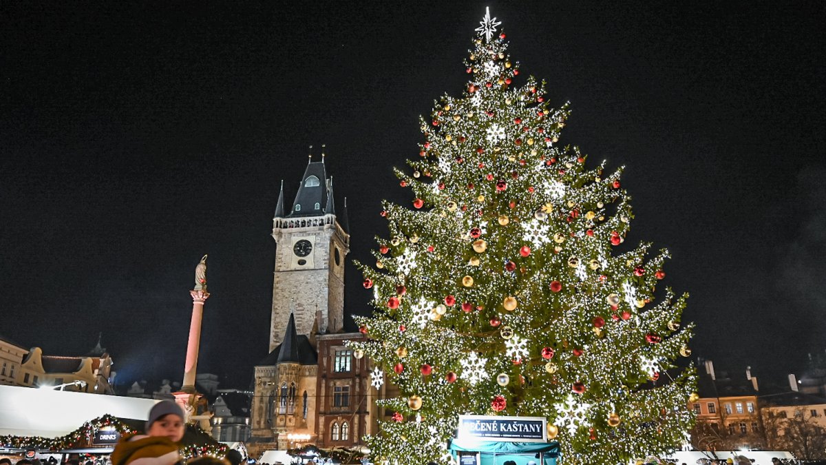 Vánoční strom na Staroměstském náměstí v Praze 2024
