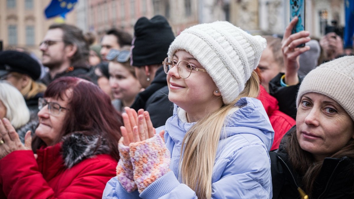 V Praze proběhla demonstrace na podporu Ukrajiny k třetímu výročí ruské invaze. (23.2.2025)