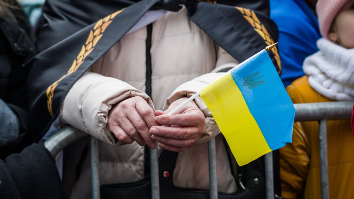 V Praze proběhla demonstrace na podporu Ukrajiny k třetímu výročí ruské invaze. (23.2.2025)