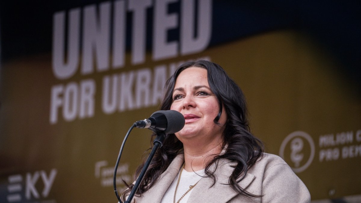 V Praze proběhla demonstrace na podporu Ukrajiny k třetímu výročí ruské invaze. (23.2.2025)