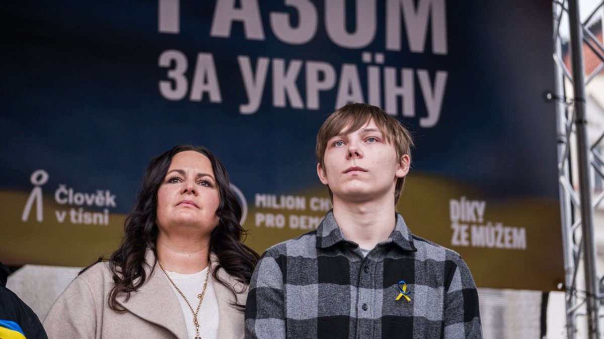 V Praze proběhla demonstrace na podporu Ukrajiny k třetímu výročí ruské invaze. (23.2.2025)