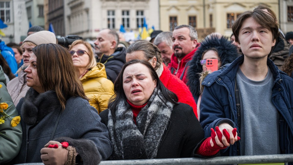 V Praze proběhla demonstrace na podporu Ukrajiny k třetímu výročí ruské invaze. (23.2.2025)