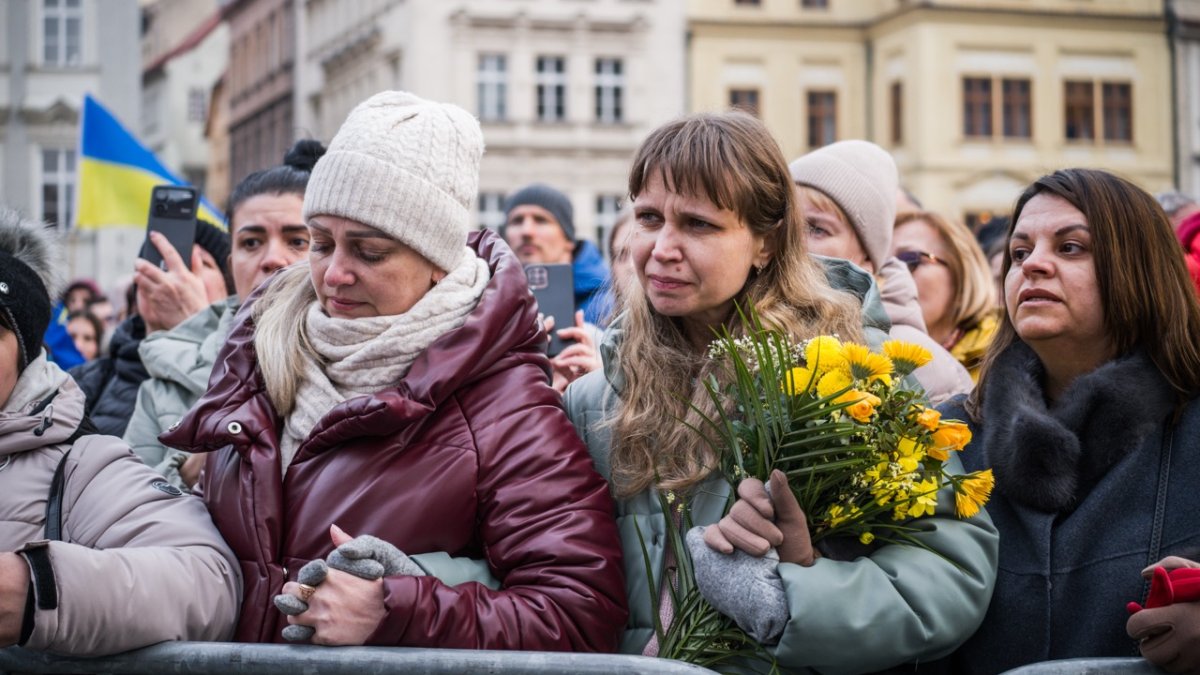 V Praze proběhla demonstrace na podporu Ukrajiny k třetímu výročí ruské invaze. (23.2.2025)