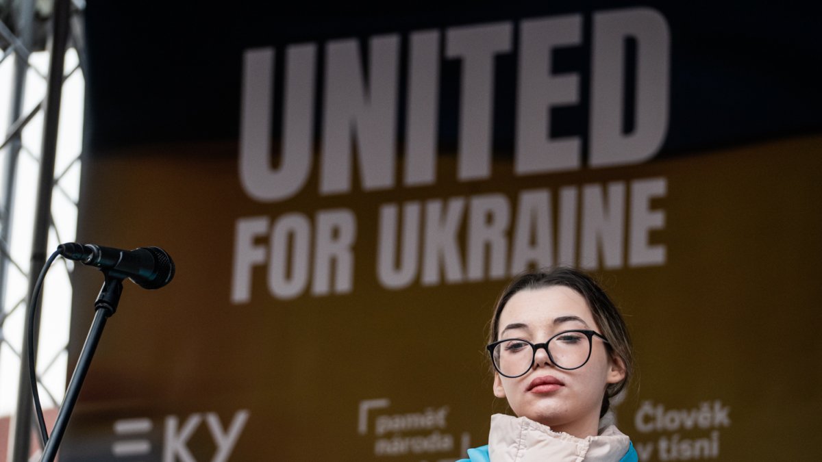 V Praze proběhla demonstrace na podporu Ukrajiny k třetímu výročí ruské invaze. (23.2.2025)