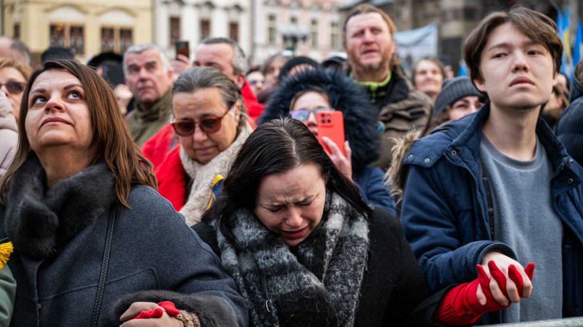 V Praze proběhla demonstrace na podporu Ukrajiny k třetímu výročí ruské invaze. (23.2.2025)