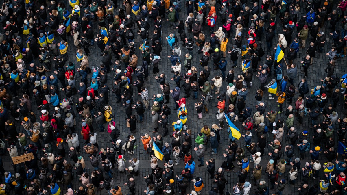 V Praze proběhla demonstrace na podporu Ukrajiny k třetímu výročí ruské invaze. (23.2.2025)