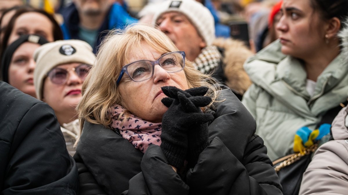 V Praze proběhla demonstrace na podporu Ukrajiny k třetímu výročí ruské invaze. (23.2.2025)