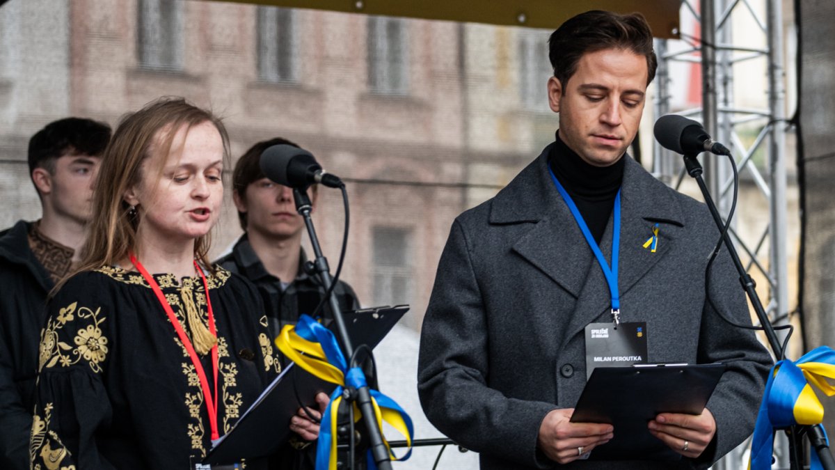 V Praze proběhla demonstrace na podporu Ukrajiny k třetímu výročí ruské invaze. (23.2.2025)