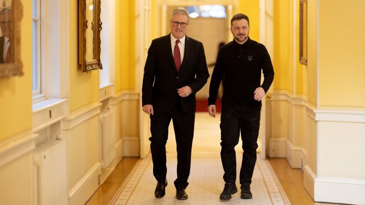 Volodymyr Zelenskyj v Londýně.