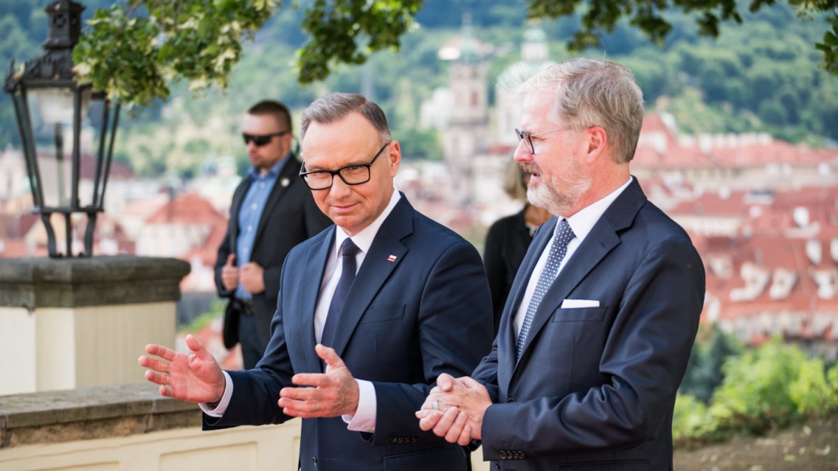 Premiér Petr Fiala přijal polského prezidenta Andrzeje Dudu. (7.7.2025)