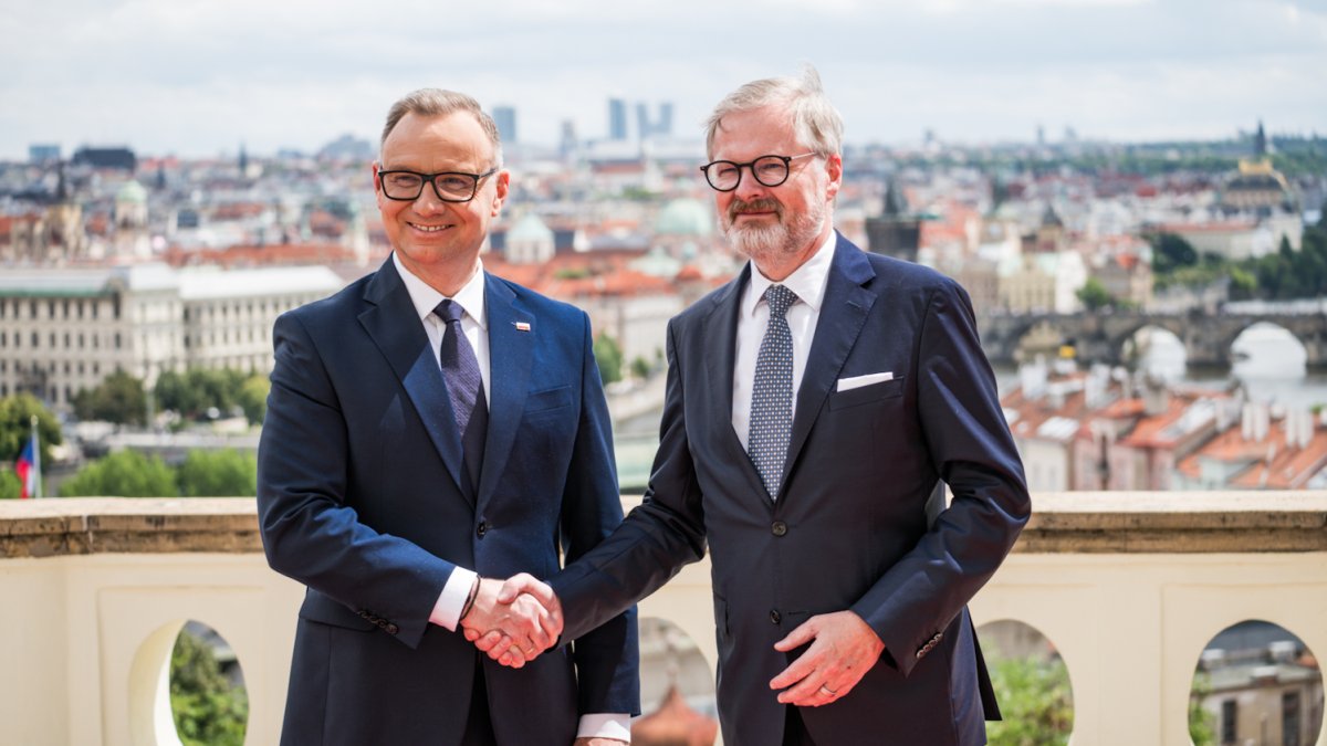 Premiér Petr Fiala přijal polského prezidenta Andrzeje Dudu. (7.7.2025)