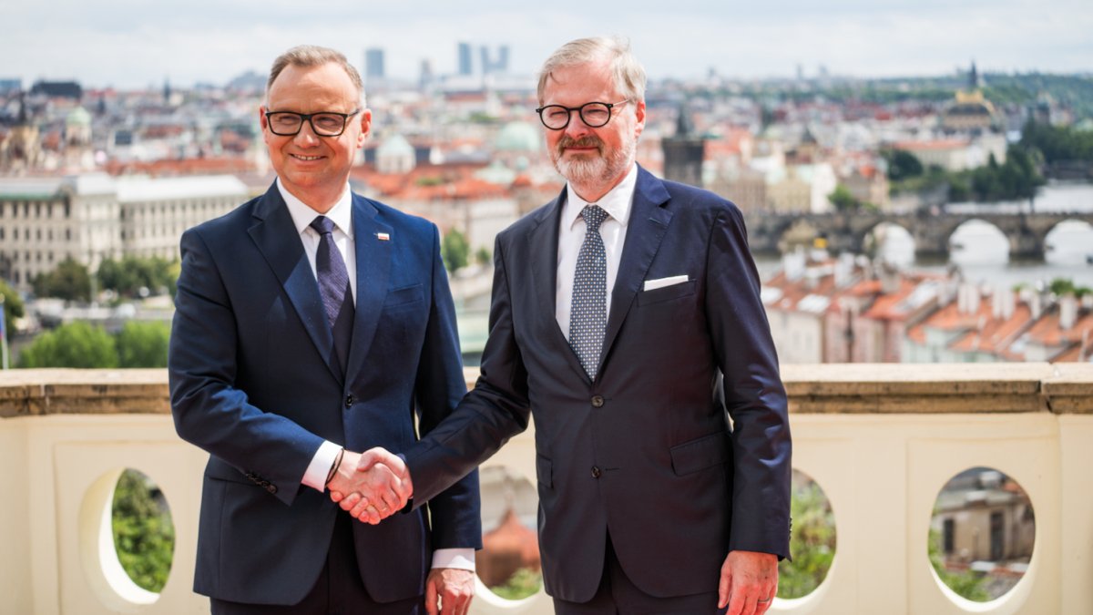 Premiér Petr Fiala přijal polského prezidenta Andrzeje Dudu. (7.7.2025)