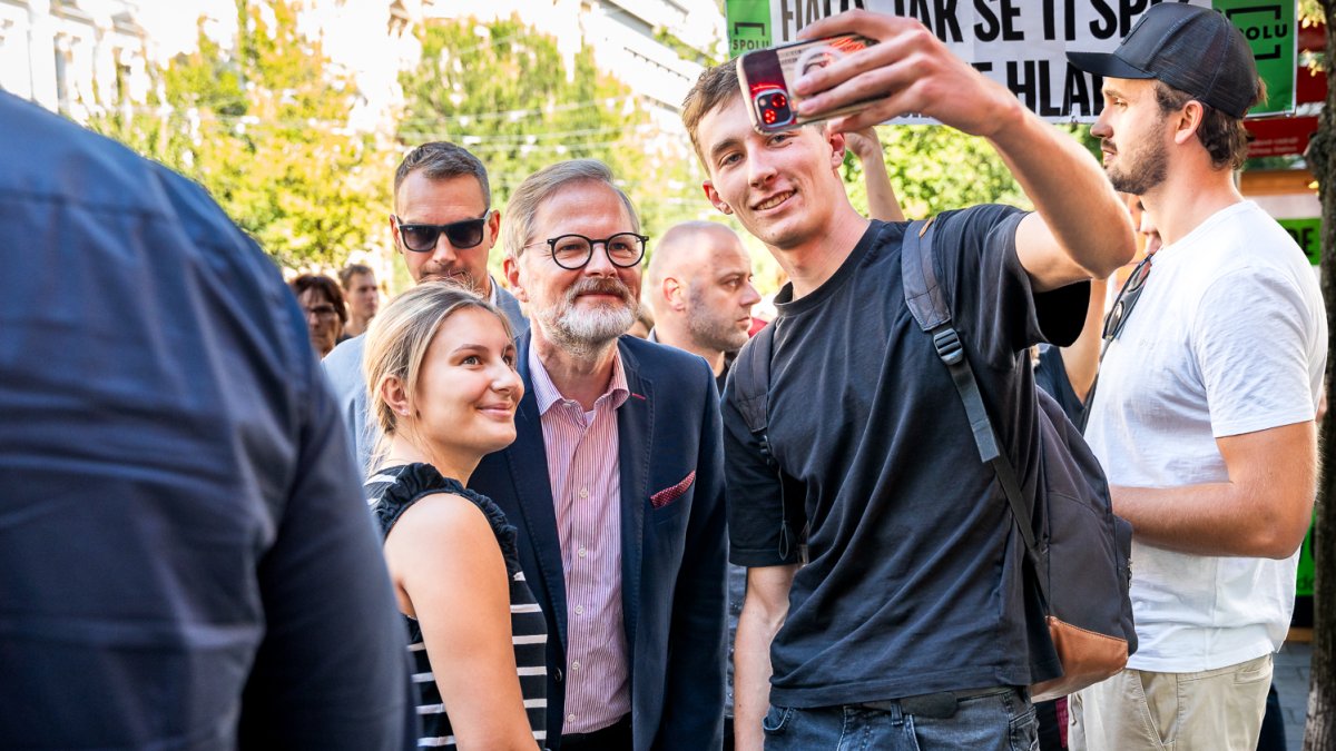 Předvolební meeting koalice SPOLU v čele s Petrem Fialou v Brně (11.09.2025)