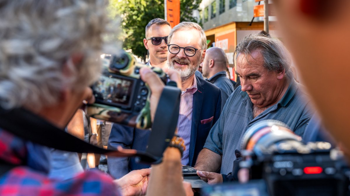 Předvolební meeting koalice SPOLU v čele s Petrem Fialou v Brně (11.09.2025)