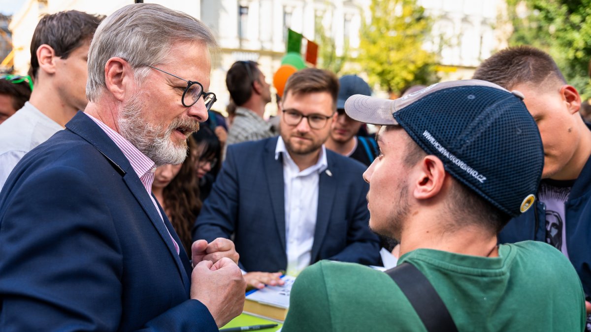 Předvolební meeting koalice SPOLU v čele s Petrem Fialou v Brně (11.09.2025)