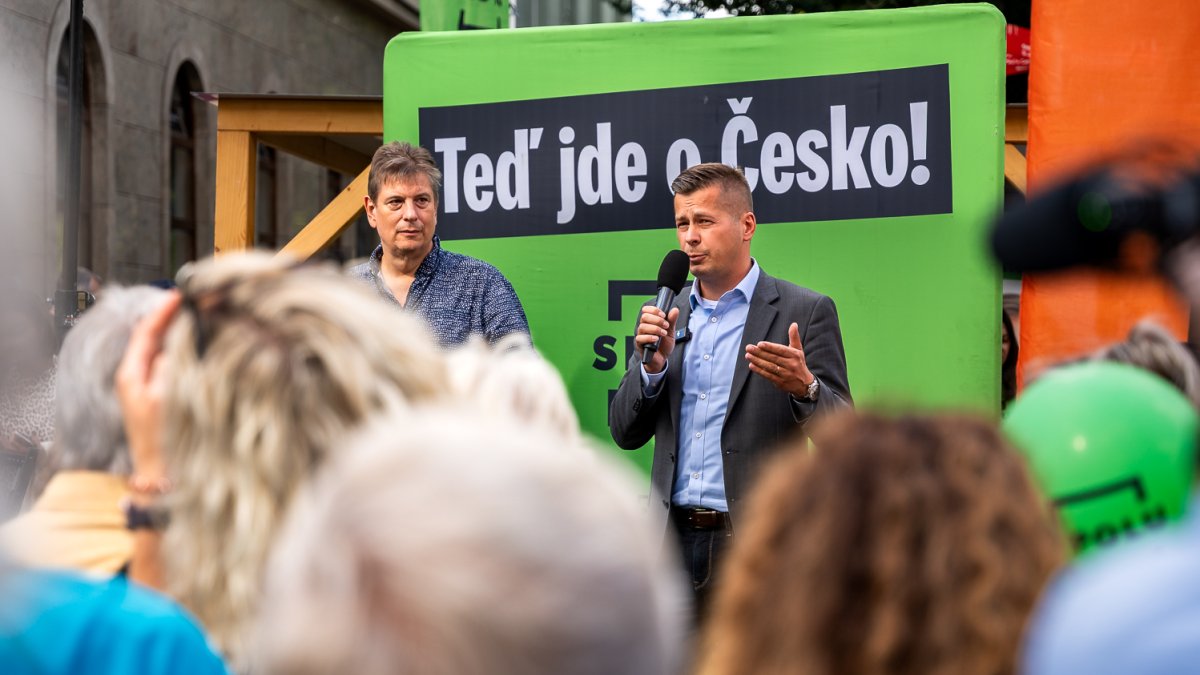 Předvolební meeting koalice SPOLU v čele s Petrem Fialou v Brně (11.09.2025)