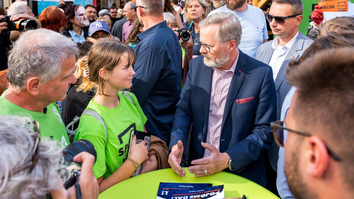 Předvolební meeting koalice SPOLU v čele s Petrem Fialou v Brně (11.09.2025)