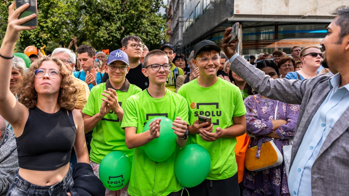 Předvolební meeting koalice SPOLU v čele s Petrem Fialou v Brně (11.09.2025)