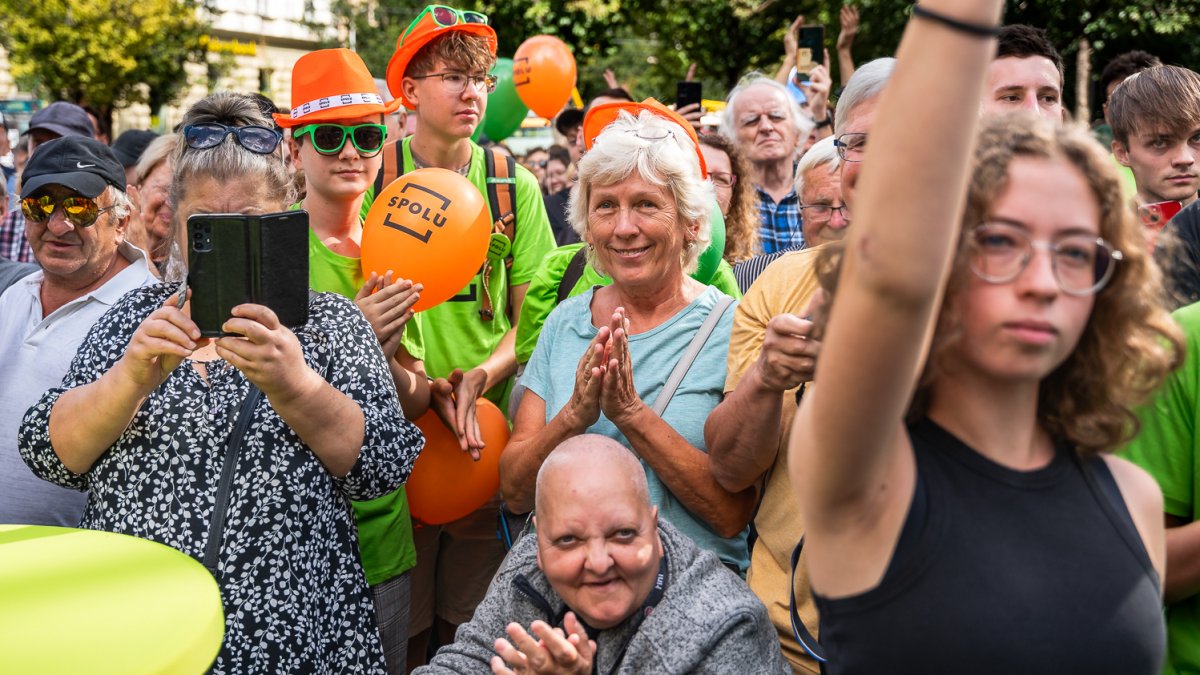 Předvolební meeting koalice SPOLU v čele s Petrem Fialou v Brně (11.09.2025)