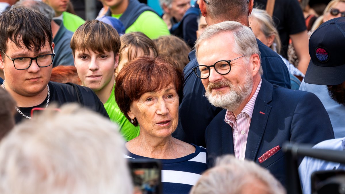 Předvolební meeting koalice SPOLU v čele s Petrem Fialou v Brně (11.09.2025)