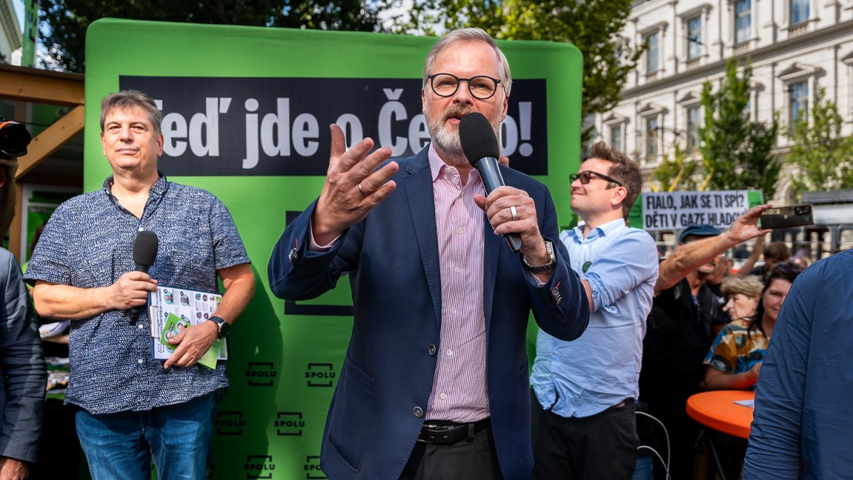 Předvolební meeting koalice SPOLU v čele s Petrem Fialou v Brně (11.09.2025)
