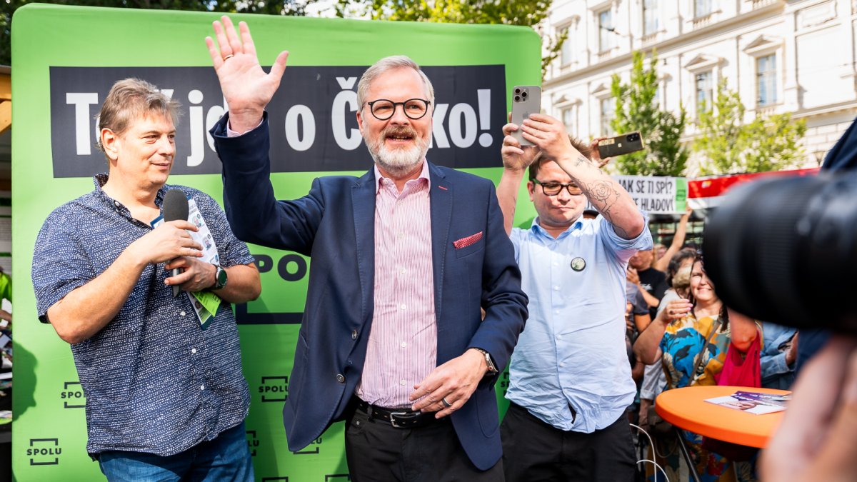 Předvolební meeting koalice SPOLU v čele s Petrem Fialou v Brně (11.09.2025)