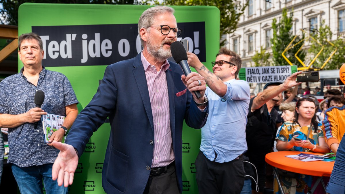 Předvolební meeting koalice SPOLU v čele s Petrem Fialou v Brně (11.09.2025)