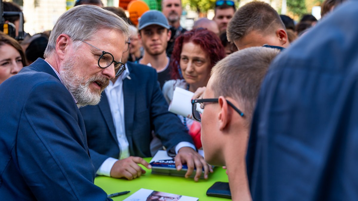 Předvolební meeting koalice SPOLU v čele s Petrem Fialou v Brně (11.09.2025)