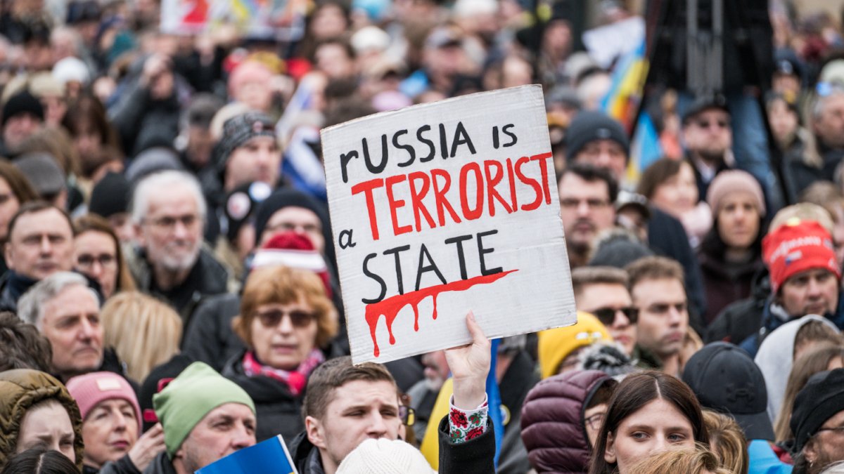 Na Staroměstském náměstí se koná demonstrace na podporu Ukrajiny. (21.2.2026)