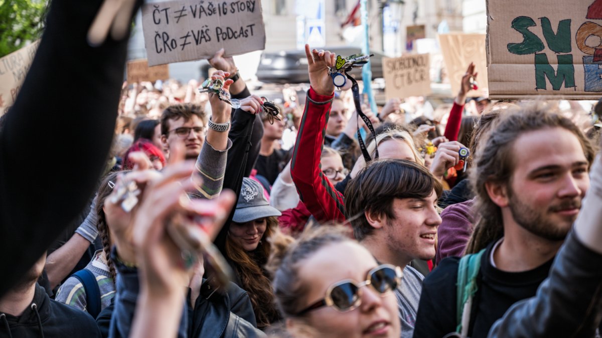 Demonstrace na podporu veřejnoprávních médií