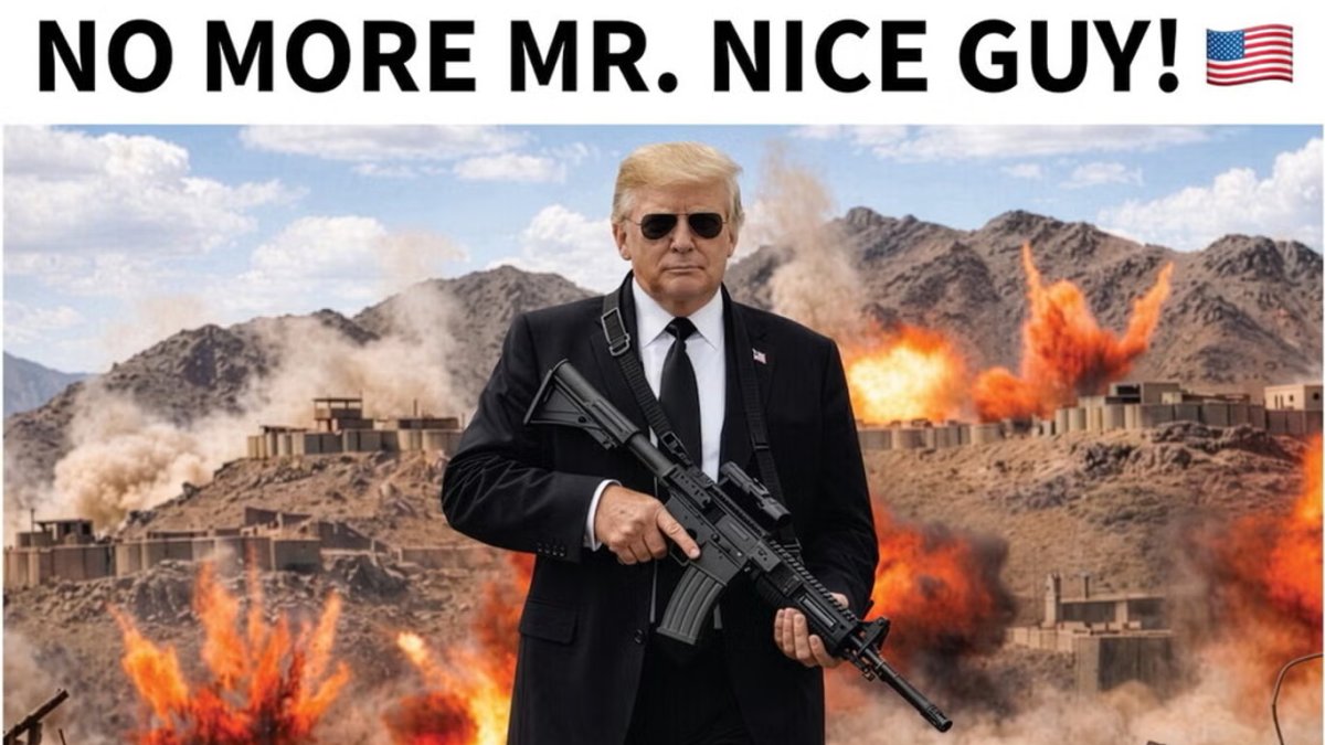 Donald Trump sdílel uměle vytvořený obrázek, na němž pózuje v obleku a slunečních brýlích s útočnou puškou