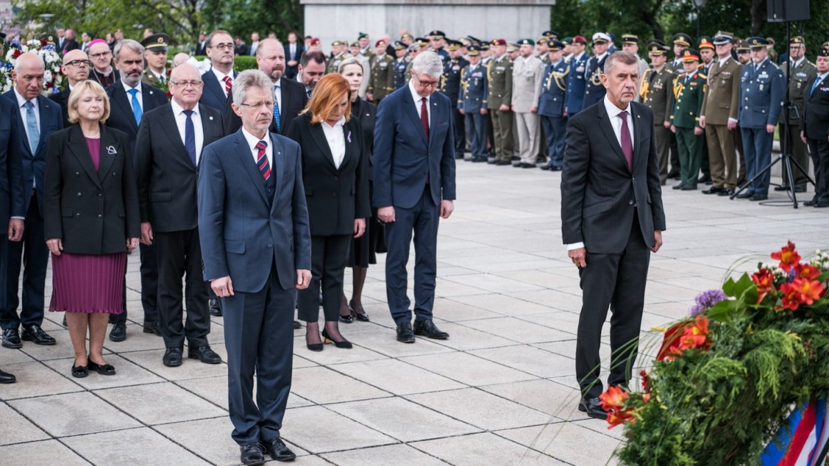 Připomínka konce II. světové války na pražském Vítkově