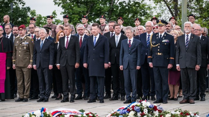 Připomínka konce II. světové války na pražském Vítkově